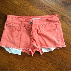 Forever 21 Coral Denim Short Shorts